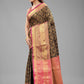 Hiral Fashion Black Banarasi Art Silk Floral Woven Design Saree | Swadesiicart