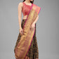 Hiral Fashion Black Banarasi Art Silk Floral Woven Design Saree | Swadesiicart