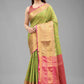Hiral Fashion Green Banarasi Art Silk Floral Woven Design Saree | Swadesiicart