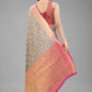 Hiral Fashion Grey Banarasi Art Silk Floral Woven Design Saree | Swadesiicart