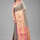 Hiral Fashion Grey Banarasi Art Silk Floral Woven Design Saree | Swadesiicart
