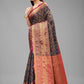 Hiral Fashion Navy Blue Banarasi Art Silk Floral Woven Design Saree | Swadesiicart