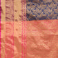 Hiral Fashion Navy Blue Banarasi Art Silk Floral Woven Design Saree | Swadesiicart