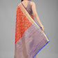 Hiral Fashion Red Banarasi Art Silk Floral Woven Design Saree | Swadesiicart