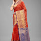 Hiral Fashion Red Banarasi Art Silk Floral Woven Design Saree | Swadesiicart