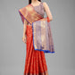 Hiral Fashion Red Banarasi Art Silk Floral Woven Design Saree | Swadesiicart