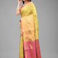 Hiral Fashion Yellow Banarasi Art Silk Floral Woven Design Saree | Swadesiicart