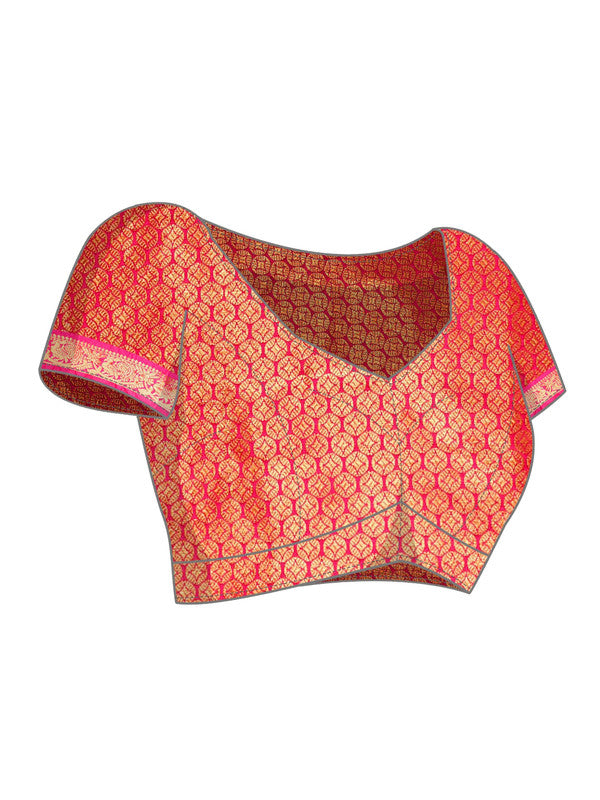 Mustard Pure Silk Woven Zari Design Polka Dots Saree with Unstitched Blouse - Hiral Fashion | Swadesiicart