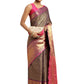 Navy Blue Pure Silk Woven Zari Design Polka Dots Saree with Unstitched Blouse - Hiral Fashion | Swadesiicart