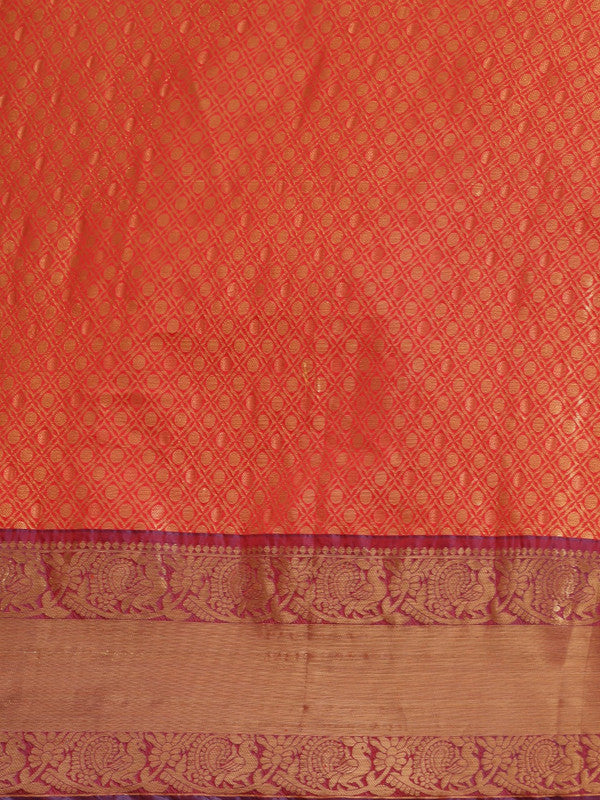 Red Pure Silk Woven Zari Design Polka Dots Saree with Unstitched Blouse - Hiral Fashion | Swadesiicart