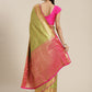 Green Brocade Woven Zari Design Paisely Saree with Unstitched Blouse - Hiral Fashion | Swadesiicart