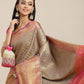 Gray Brocade Woven Zari Design Paisely Saree with Unstitched Blouse - Hiral Fashion | Swadesiicart