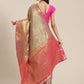 Gray Brocade Woven Zari Design Paisely Saree with Unstitched Blouse - Hiral Fashion | Swadesiicart