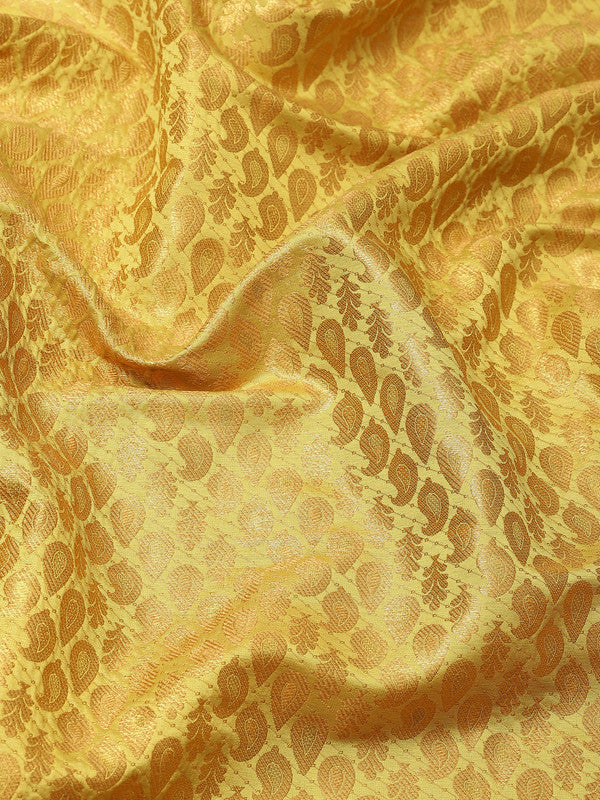 Yellow Brocade Woven Zari Design Paisely Saree with Unstitched Blouse - Hiral Fashion | Swadesiicart