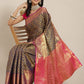 Navy Blue Brocade Woven Zari Design Paisely Saree with Unstitched Blouse - Hiral Fashion | Swadesiicart