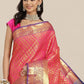 Pink Brocade Woven Zari Design Paisely Saree with Unstitched Blouse - Hiral Fashion | Swadesiicart