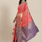 Pink Brocade Woven Zari Design Paisely Saree with Unstitched Blouse - Hiral Fashion | Swadesiicart