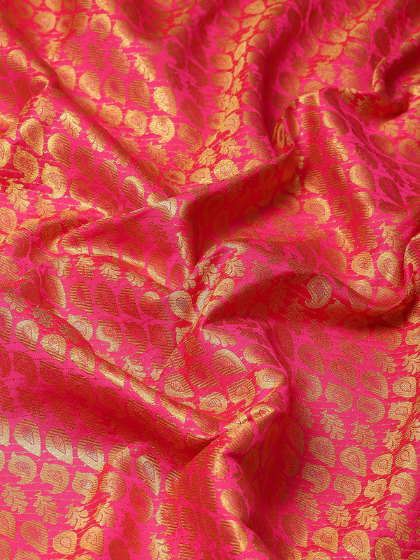 Pink Brocade Woven Zari Design Paisely Saree with Unstitched Blouse - Hiral Fashion | Swadesiicart