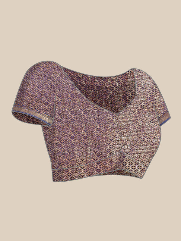Pink Brocade Woven Zari Design Paisely Saree with Unstitched Blouse - Hiral Fashion | Swadesiicart