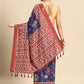 Navy Blue Silk Blend Digital Print Patola Saree with Unstitched Blouse - Hiral Fashion | Swadesiicart