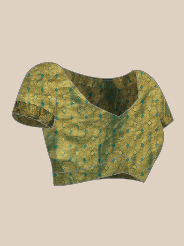 Multicolor Pure Silk Woven Zari Design Floral Saree with Unstitched Blouse - Hiral Fashion | Swadesiicart