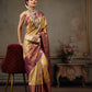 Mustard Pure Silk Woven Zari Design Floral Saree with Unstitched Blouse - Hiral Fashion | Swadesiicart
