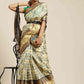 Hiral Fashion Beige Ikat Art Silk Geomatric Woven Design Saree | Swadesiicart