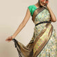 Hiral Fashion Beige Ikat Art Silk Geomatric Woven Design Saree | Swadesiicart