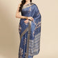 Blue Silk Blend Digital Print Floral Saree with Unstitched Blouse - Hiral Fashion | Swadesiicart