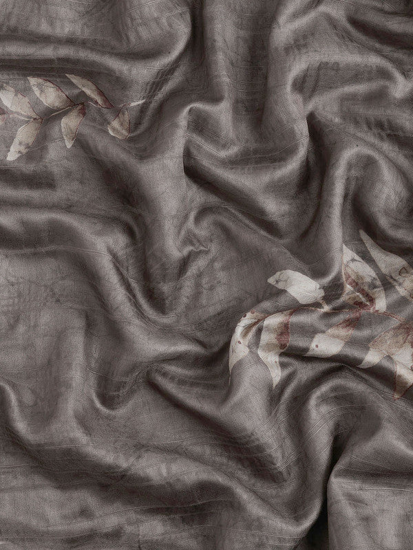 Brown Silk Blend Digital Print Floral Saree with Unstitched Blouse - Hiral Fashion | Swadesiicart