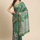 Green Silk Blend Digital Print Floral Saree with Unstitched Blouse - Hiral Fashion | Swadesiicart