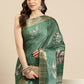 Green Silk Blend Digital Print Floral Saree with Unstitched Blouse - Hiral Fashion | Swadesiicart