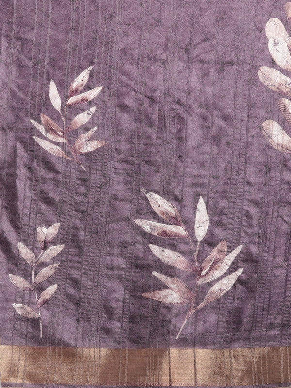 Lavender Silk Blend Digital Print Floral Saree with Unstitched Blouse - Hiral Fashion | Swadesiicart