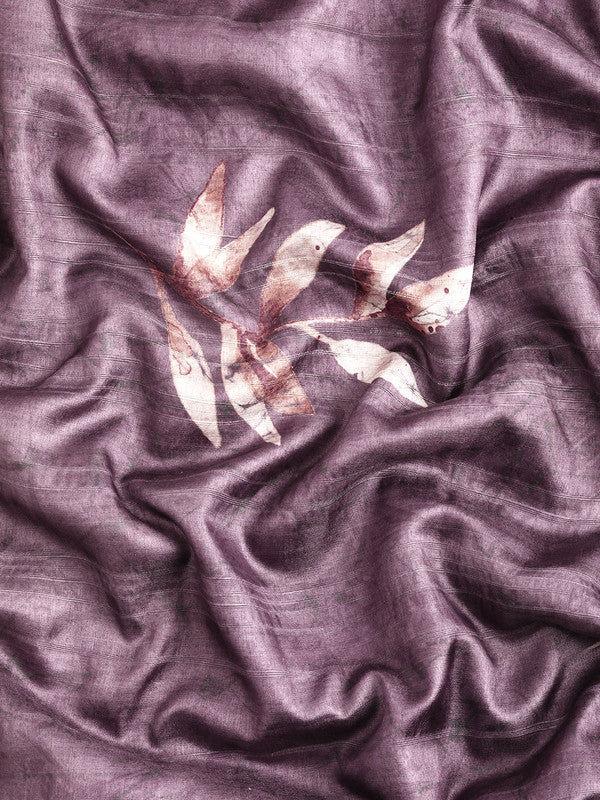 Lavender Silk Blend Digital Print Floral Saree with Unstitched Blouse - Hiral Fashion | Swadesiicart