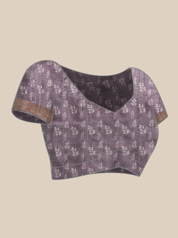 Lavender Silk Blend Digital Print Floral Saree with Unstitched Blouse - Hiral Fashion | Swadesiicart