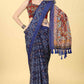 Blue Cotton Blend Printed Bandhani Saree with Unstitched Blouse - Hiral Fashion | Swadesiicart