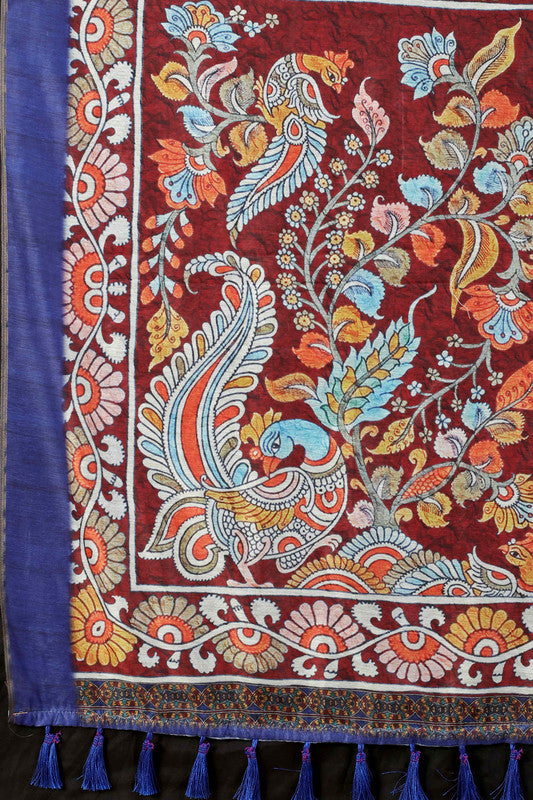 Blue Cotton Blend Printed Bandhani Saree with Unstitched Blouse - Hiral Fashion | Swadesiicart