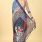 Blue Cotton Blend Printed Geomatric Saree with Unstitched Blouse - Hiral Fashion | Swadesiicart