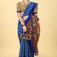 Blue Cotton Blend Printed Geomatric Saree with Unstitched Blouse - Hiral Fashion | Swadesiicart