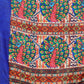 Blue Cotton Blend Printed Geomatric Saree with Unstitched Blouse - Hiral Fashion | Swadesiicart