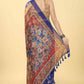 Blue Cotton Blend Printed Abstract Saree with Unstitched Blouse - Hiral Fashion | Swadesiicart