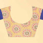 Blue Cotton Blend Printed Abstract Saree with Unstitched Blouse - Hiral Fashion | Swadesiicart