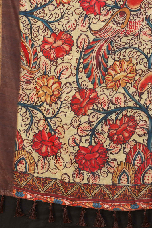 Blue Cotton Blend Printed Abstract Saree with Unstitched Blouse - Hiral Fashion | Swadesiicart