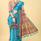 Blue Cotton Blend Printed Kalamkari Saree with Unstitched Blouse - Hiral Fashion | Swadesiicart