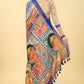 Blue Cotton Blend Printed Kalamkari Saree with Unstitched Blouse - Hiral Fashion | Swadesiicart