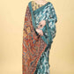 Blue Cotton Blend Printed Kalamkari Saree with Unstitched Blouse - Hiral Fashion | Swadesiicart