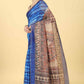 Blue Cotton Blend Printed Kalamkari Saree with Unstitched Blouse - Hiral Fashion | Swadesiicart