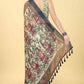 Blue Cotton Blend Printed Kalamkari Saree with Unstitched Blouse - Hiral Fashion | Swadesiicart
