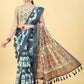 Blue Cotton Blend Printed Kalamkari Saree with Unstitched Blouse - Hiral Fashion | Swadesiicart