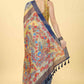 Blue Cotton Blend Printed Kalamkari Saree with Unstitched Blouse - Hiral Fashion | Swadesiicart